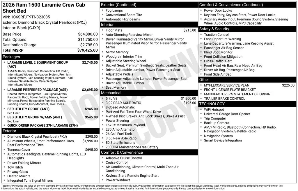 New 2026 Diamond Black Crystal Pearl-Coat Exterior Paint RAM Laramie image 6