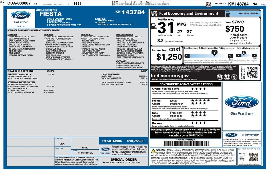 Used 2019 White Ford SE image 5
