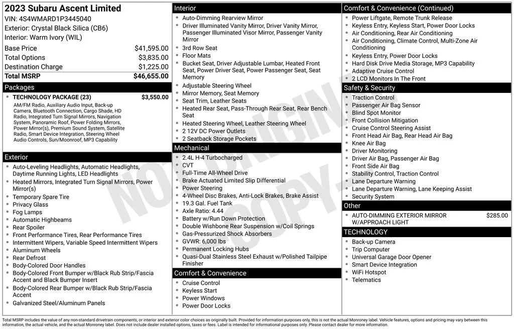 Certified Used 2023 Black Subaru Limited image 8