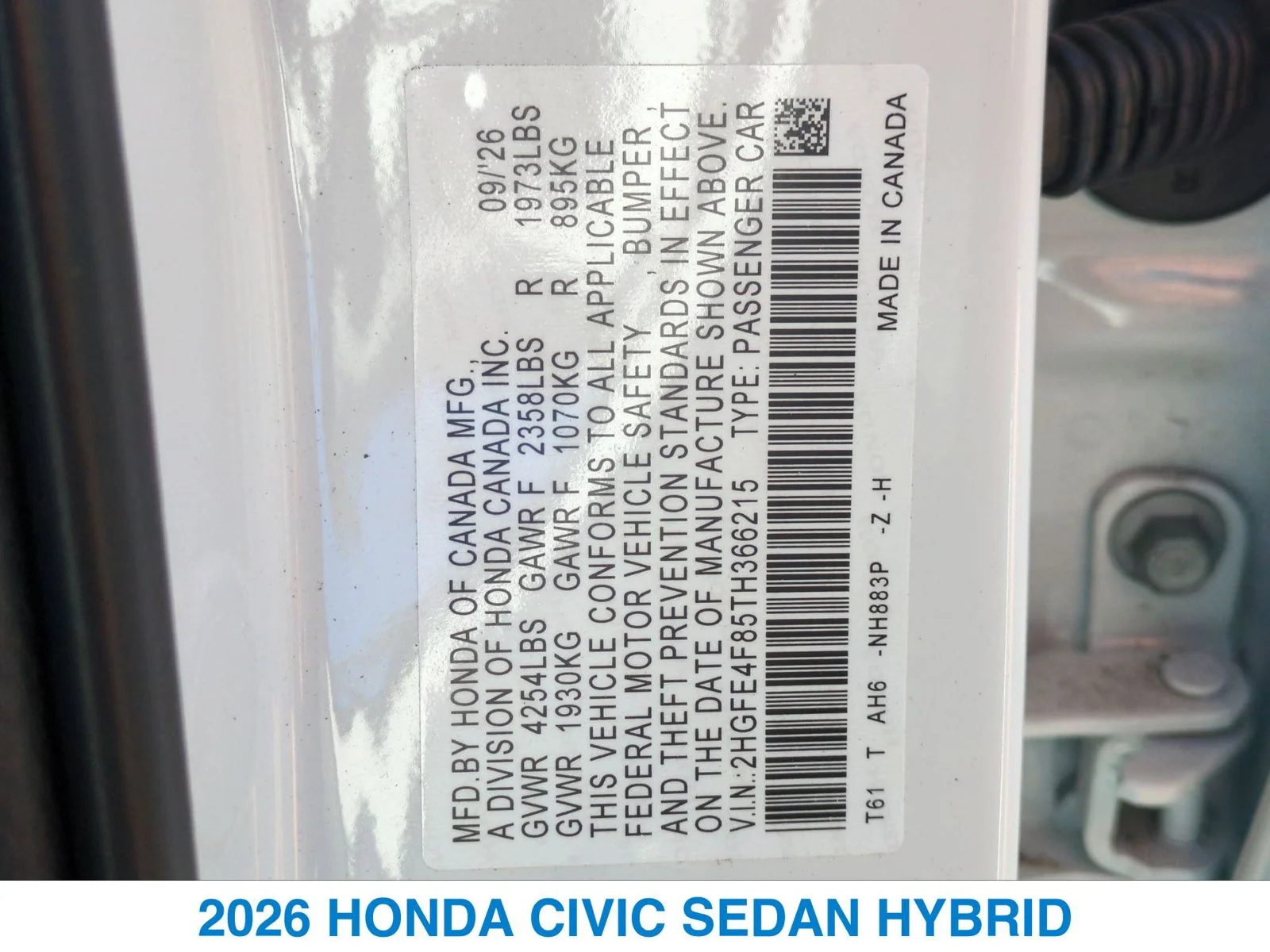 New 2026 Platinum White Pearl Honda 2WD Sport Hybrid image 26
