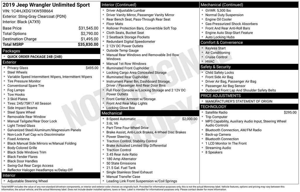 Used 2019 Gray Jeep Unlimited Sport image 6
