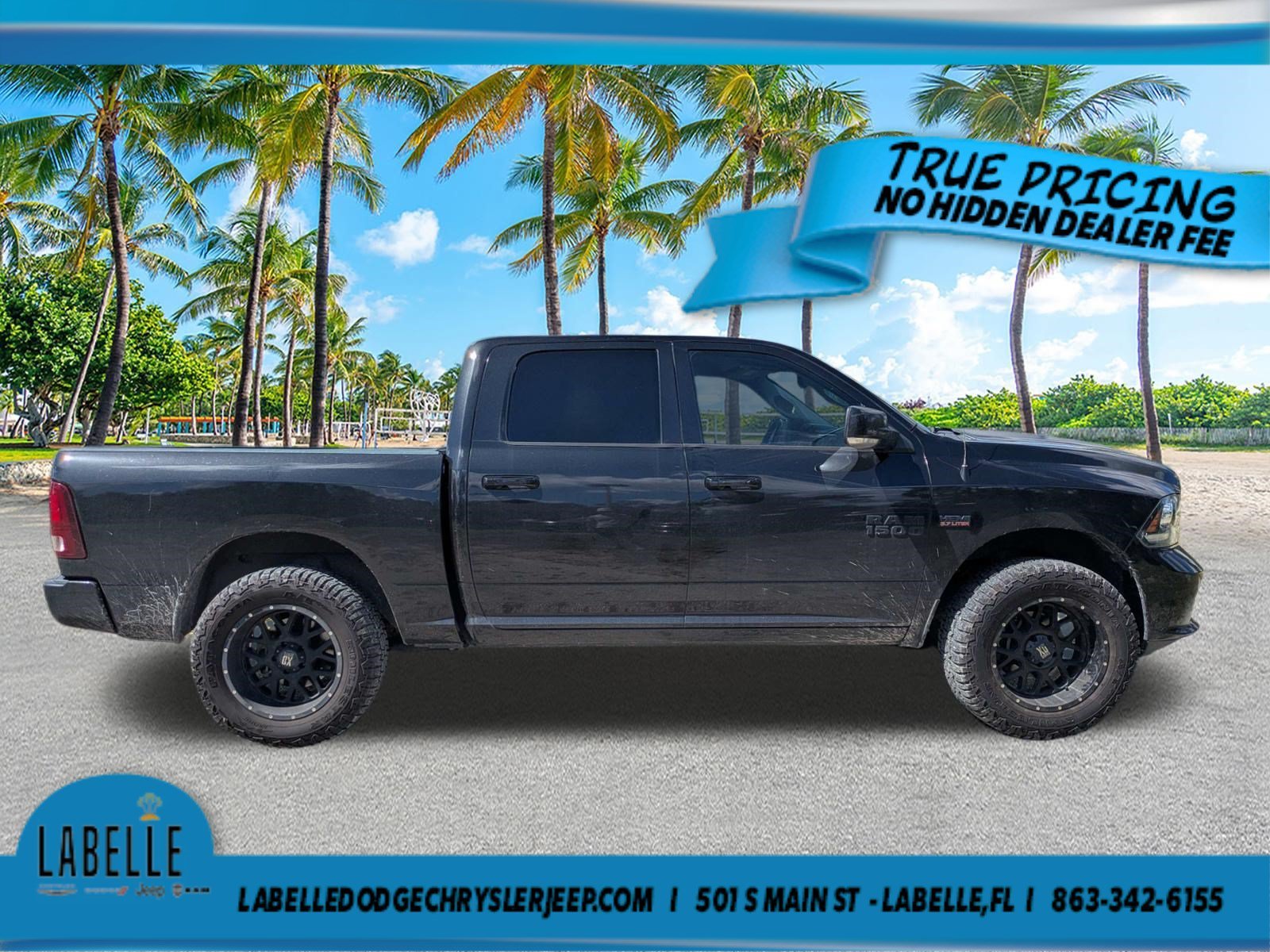 Used 2018 Brilliant Black Crystal Pearlcoat Ram Night image 3