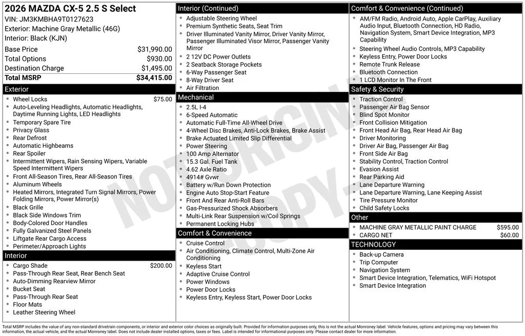 New 2026 Gray Mazda 2.5 S Select image 5
