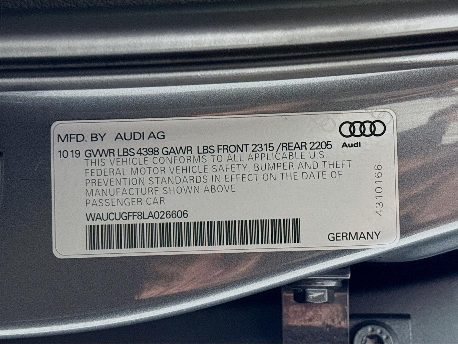 Used 2020 Monsoon Gray Metallic Audi 2.0T Premium Plus image 32