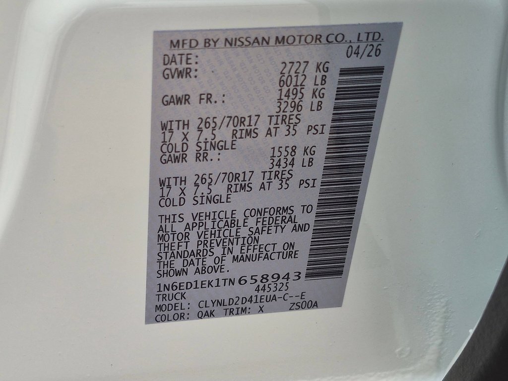 New 2026 Glacier White Nissan Crew Cab PRO-4X® image 15