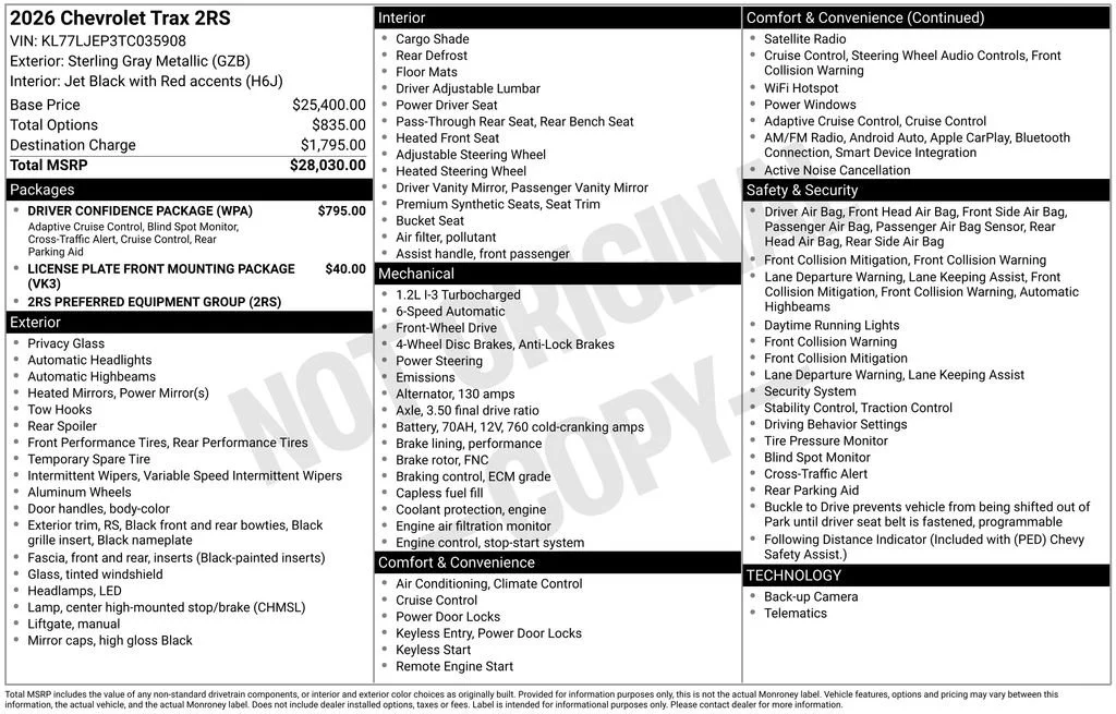 New 2026 Sterling Gray Metallic Chevrolet 2RS image 8