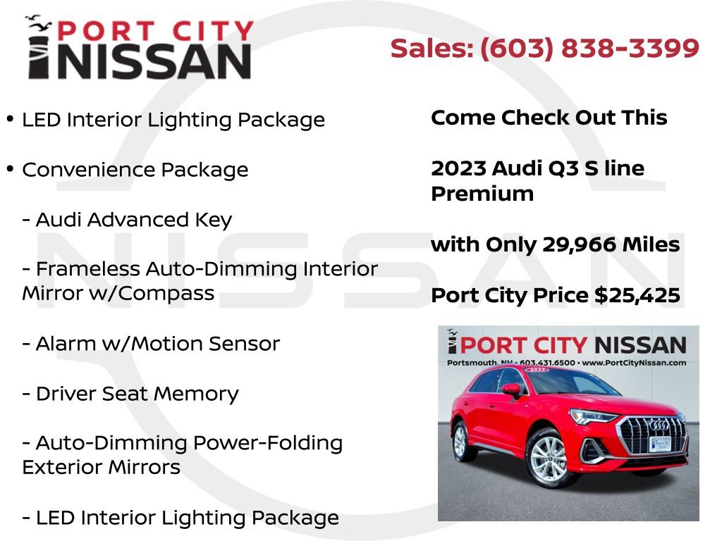 Used 2023 Tango Red Metallic Audi Premium S-LINE W/HEATED SEATS & PANORAMIC ROOF image 8