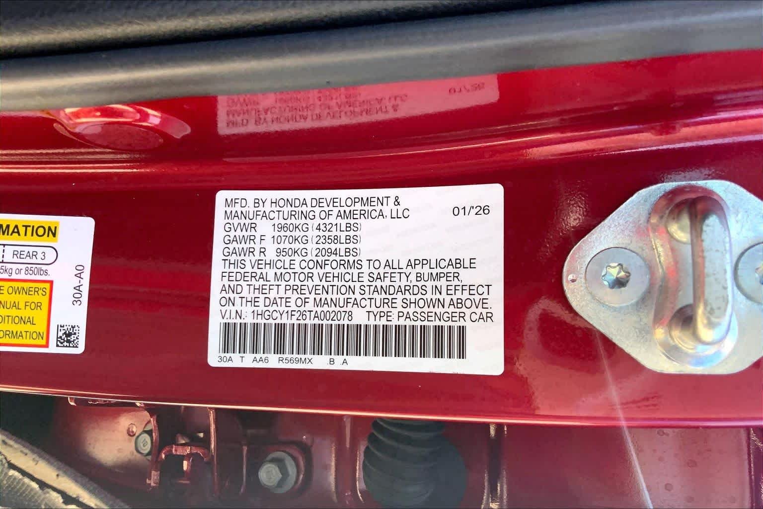Used 2026 Radiant Red Metallic Honda LX image 31
