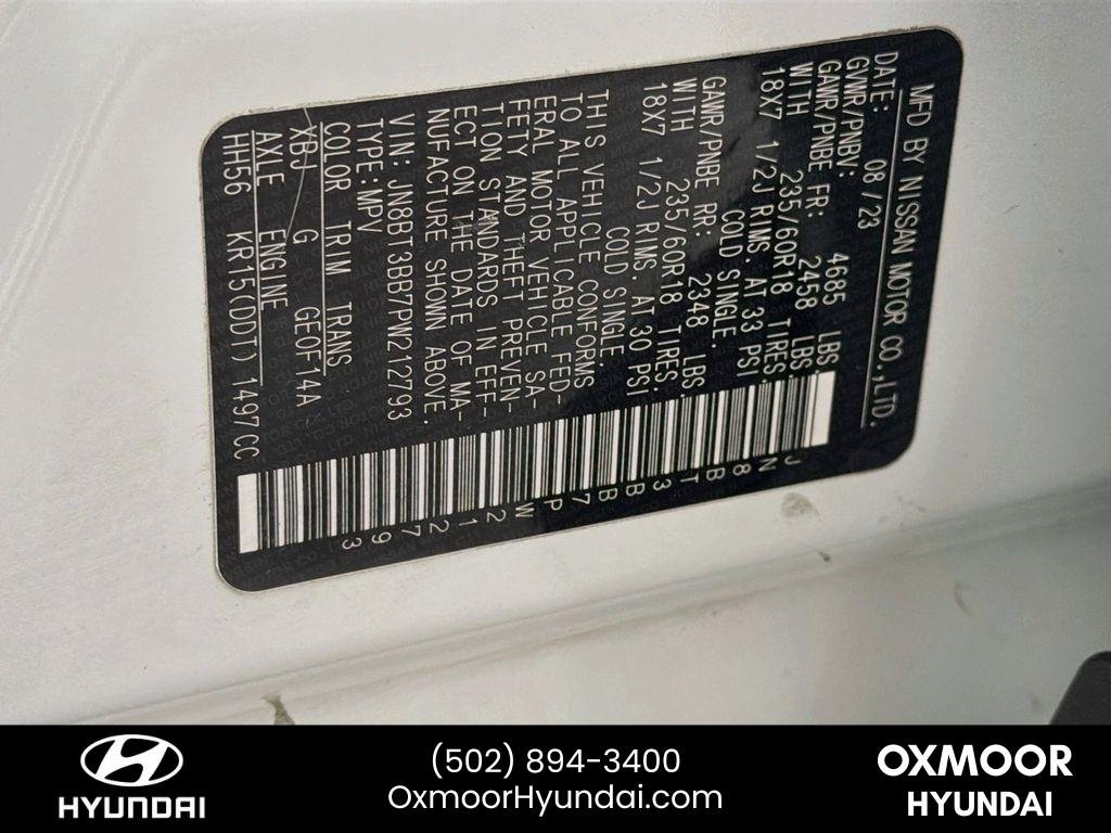Used 2023 Pearl White Tricoat/Super Black Nissan SV image 32