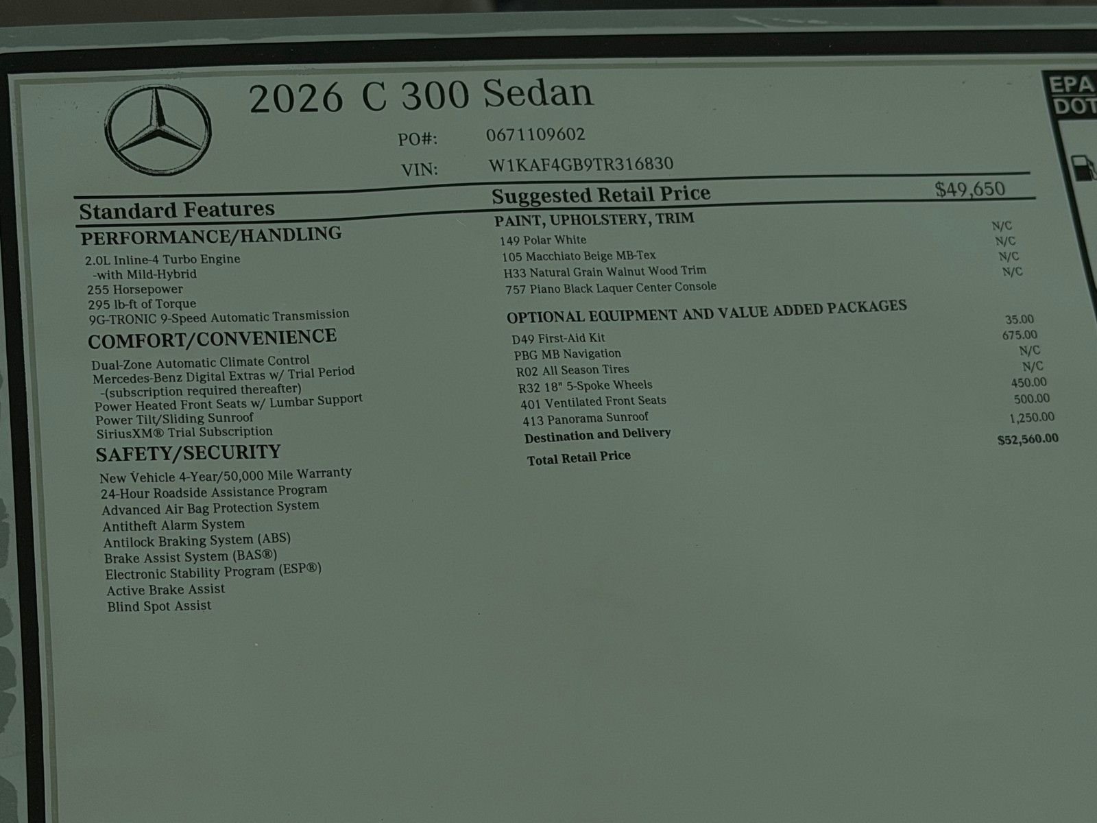 New 2026 Polar White Mercedes-Benz C 300 image 22