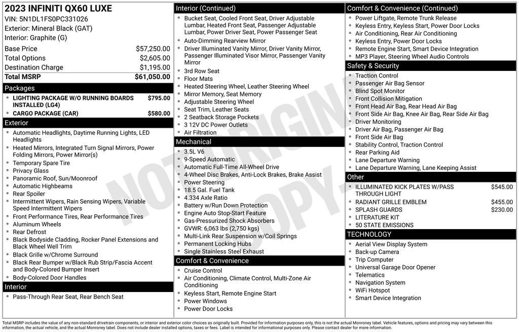 Used 2023 Black INFINITI LUXE image 6