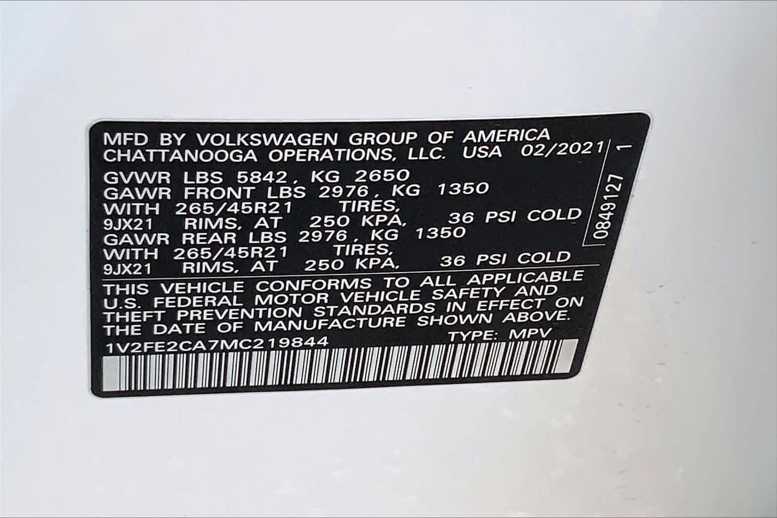 Used 2021 Pure White Volkswagen 3.6L V6 SEL Premium R-Line image 55