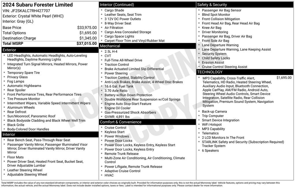 Used 2024 White Subaru Limited image 34