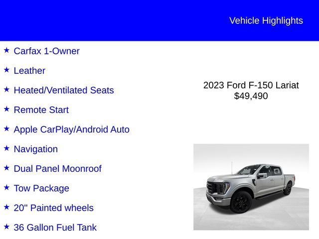 Certified Used 2023 Iconic Silver Metallic Ford Lariat image 3