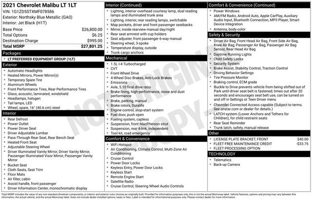 2021 Chevrolet Malibu 1LT
