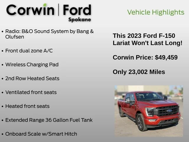 Certified Used 2023 Hot Pepper Red Metallic Tinted Clearcoat Ford Lariat image 31