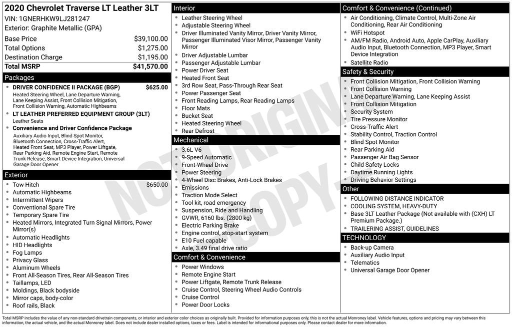 2020 Chevrolet Traverse 3LT