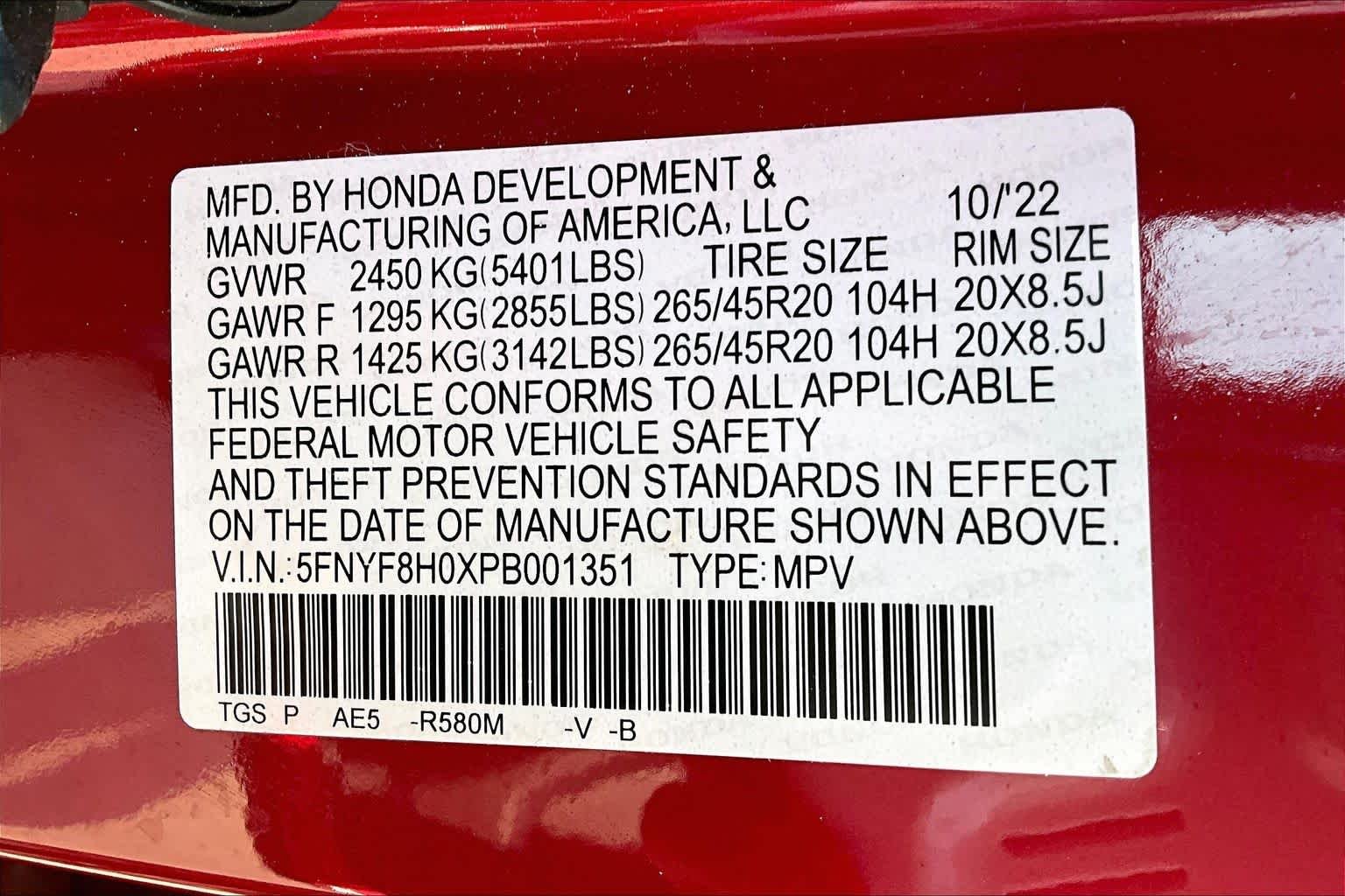 Used 2023 Radiant Red Metallic II Honda Elite image 34
