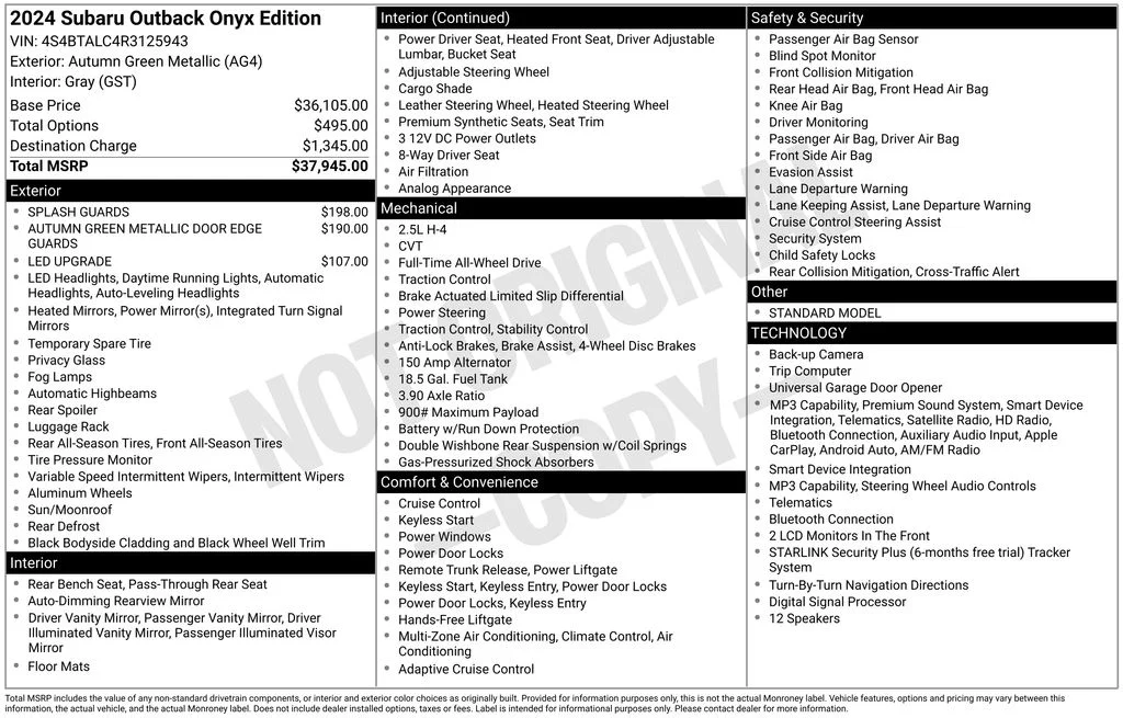 Used 2024 Autumn Green Metallic Subaru Onyx Edition image 37