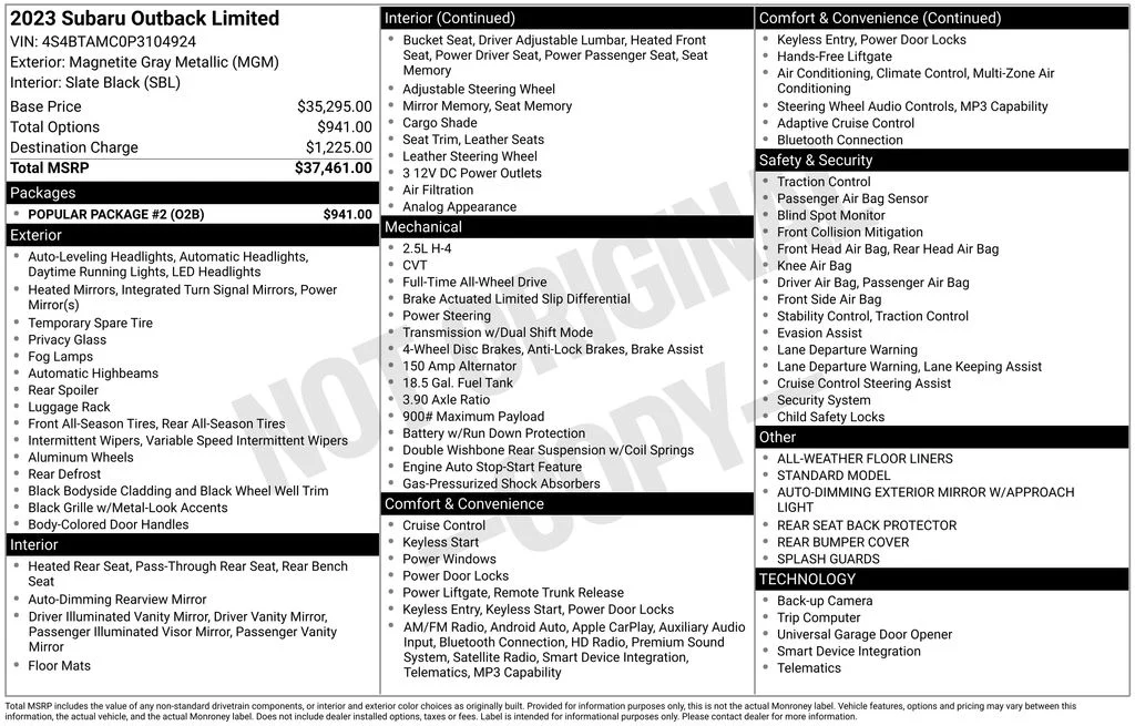 Used 2023 Magnetite Gray Metallic Subaru Limited image 37