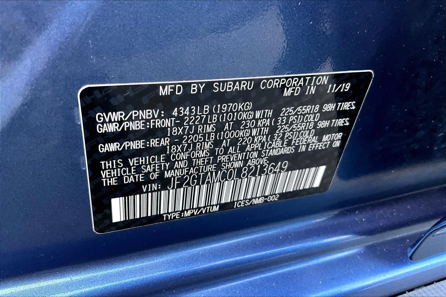Used 2020 Quartz Blue Pearl Subaru Limited image 34