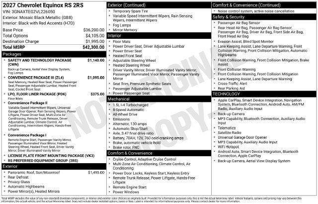 New 2027 Mosaic Black Metallic Chevrolet RS image 26