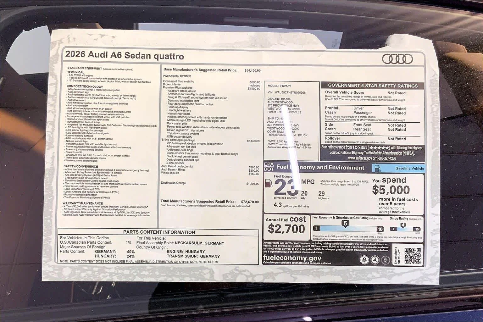 New 2026 Firmament Blue Audi Premium Plus image 19
