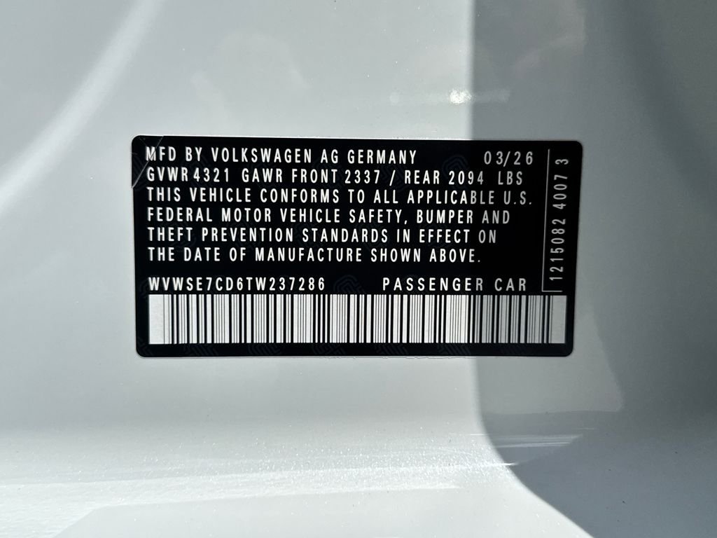 New 2026 Opal White Pearl Volkswagen 2.0T SE image 24