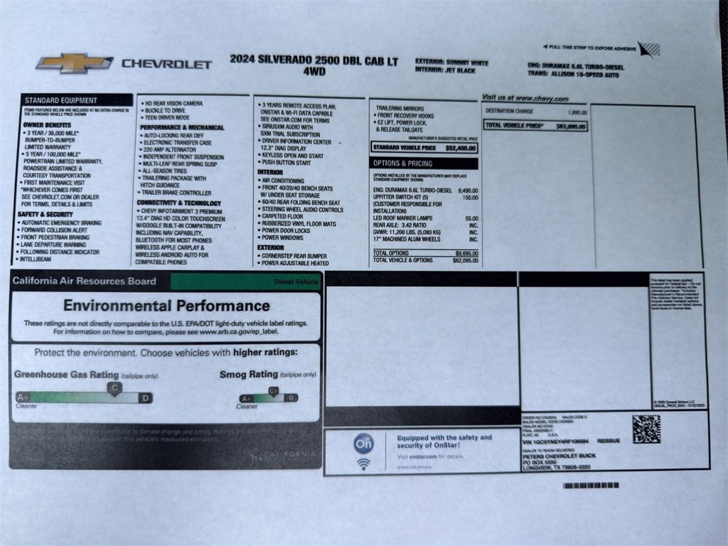 Used 2024 Chevrolet Silverado 2500HD LT with VIN 1GC5YNEY4RF106584 for sale in Kansas City