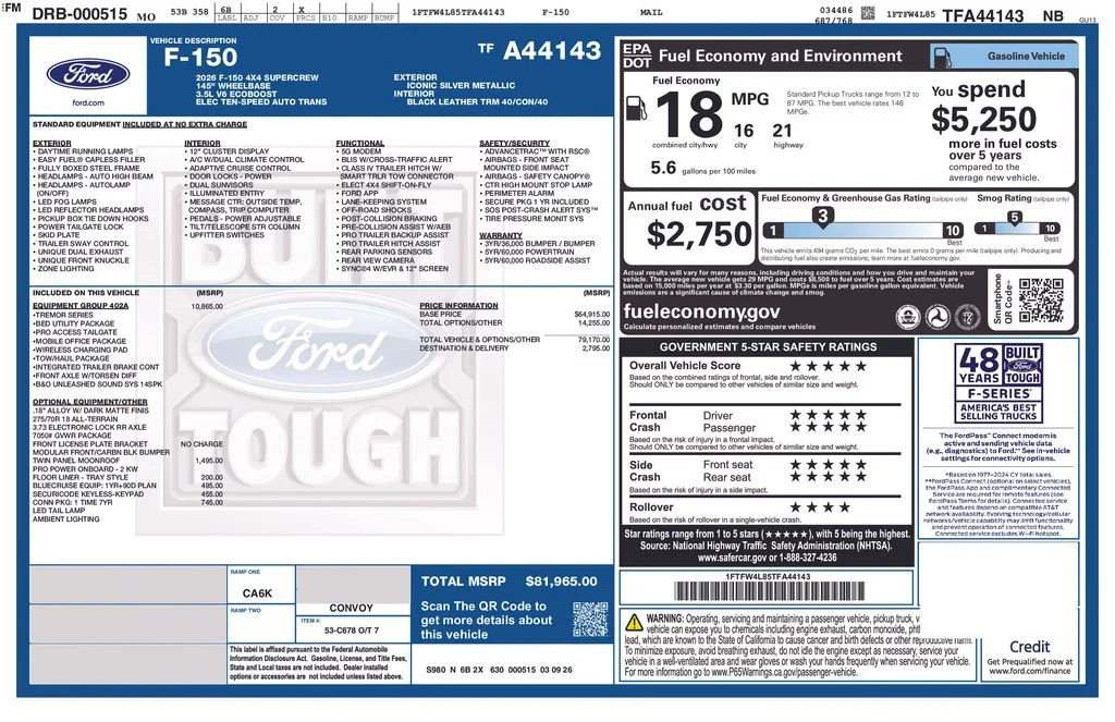 New 2026 Silver Ford Tremor image 1