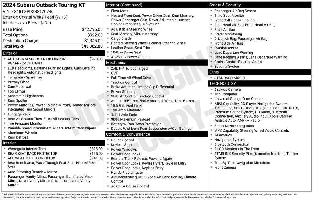 Used 2024 White Subaru Touring XT image 9
