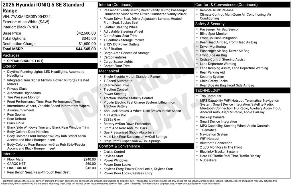 Certified 2025 Hyundai IONIQ 5 SE with VIN 7YAKM4DB0SY004224 for sale in Highland Park, IL