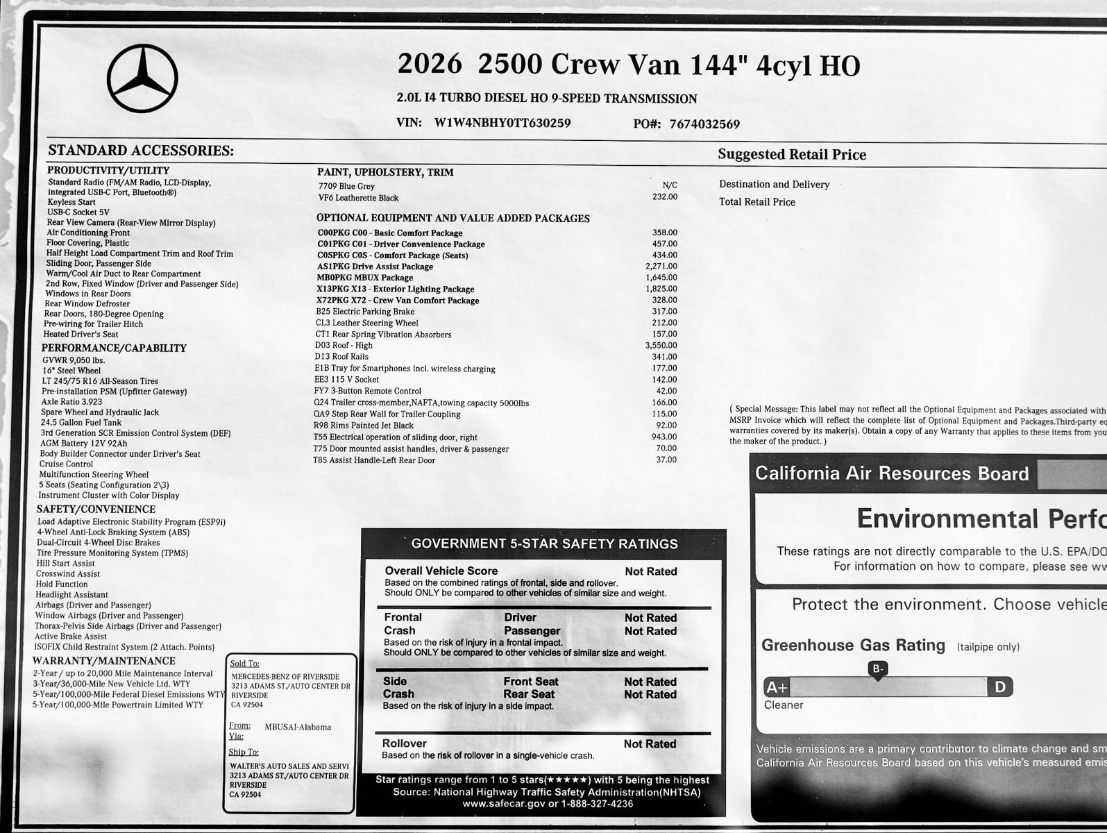 New 2026 Blue Gray Mercedes-Benz 2500 High Roof I4 Diesel HO 144 RWD image 24