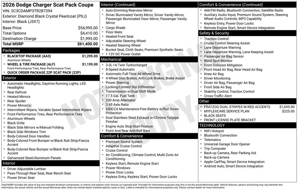 New 2026 Diamond Black Crystal Pearlcoat Dodge Scat Pack image 6