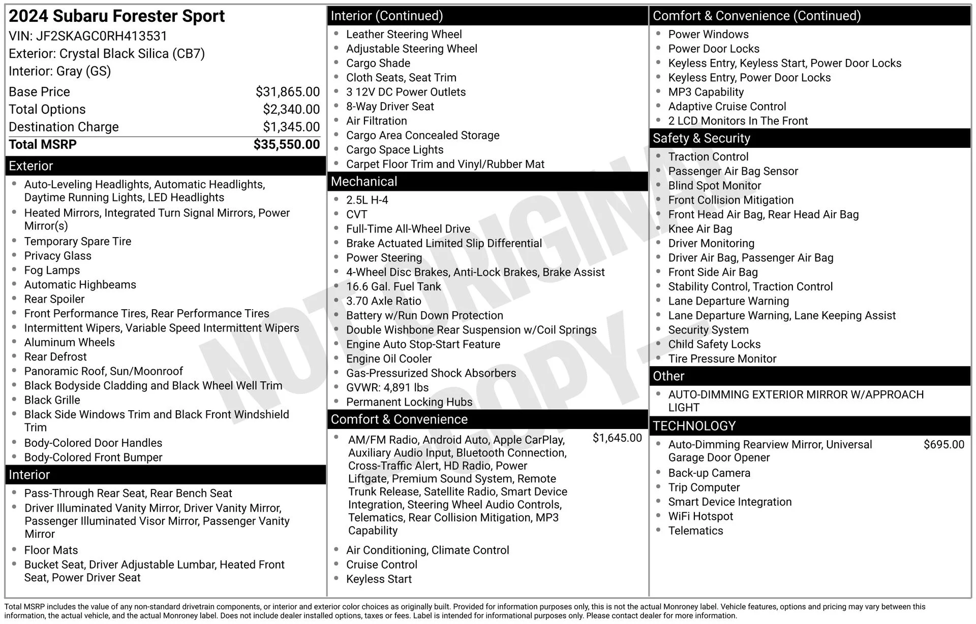 Used 2024 Black Subaru Sport image 3