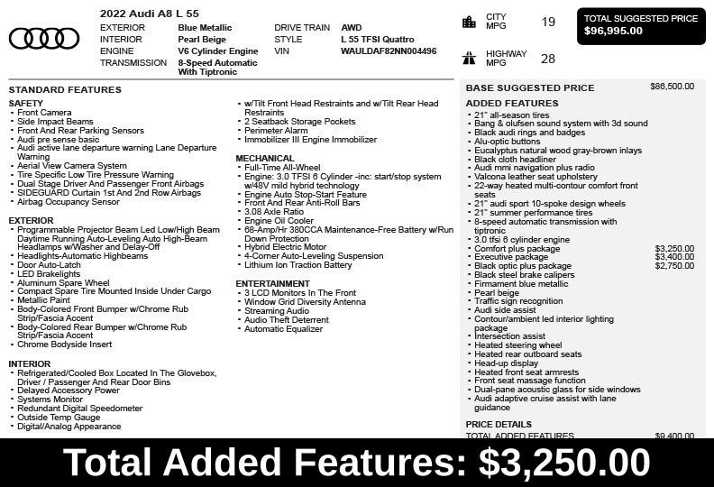 Used 2022 Blue Audi L 55 image 3