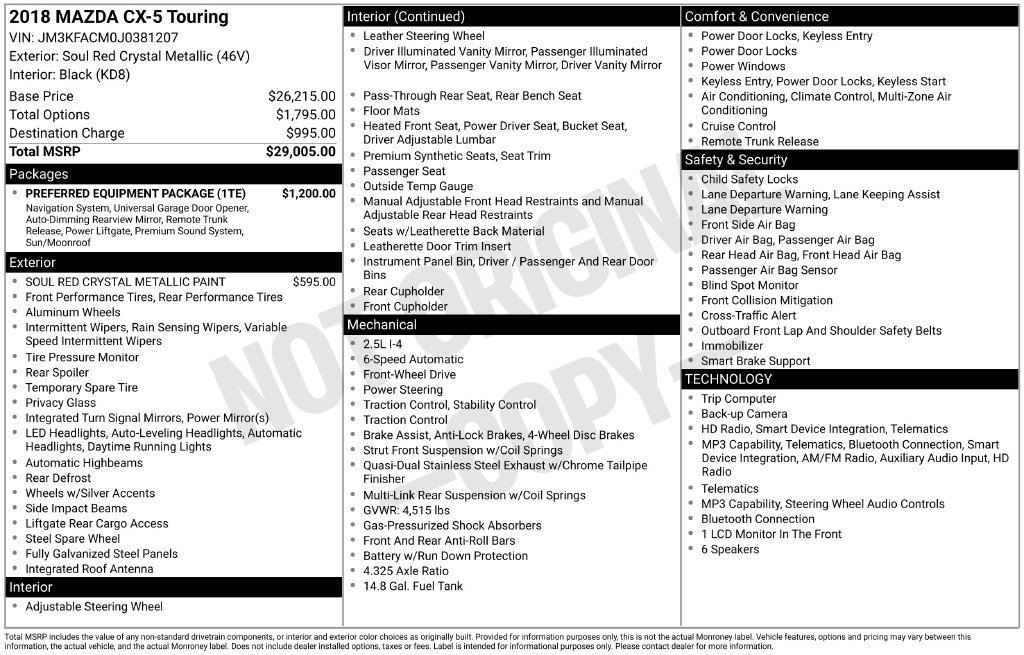 Used 2018 Red Crystal Mazda Touring image 3