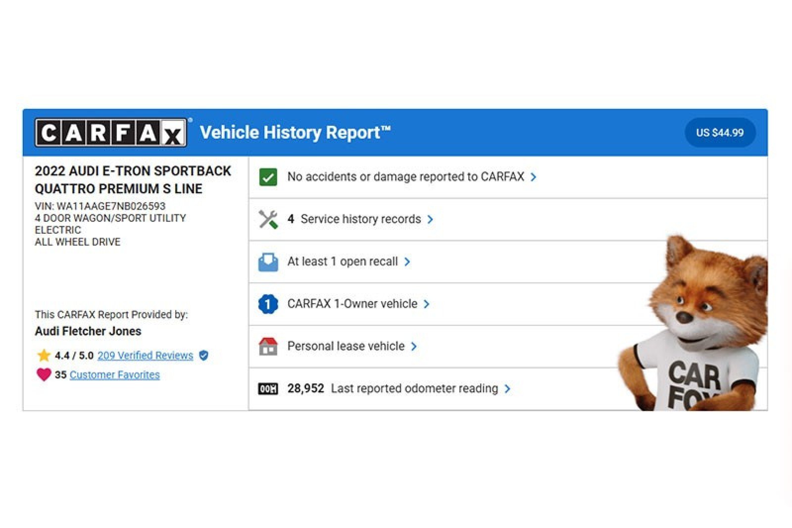 Used 2022 Audi e-tron Sportback Premium with VIN WA11AAGE7NB026593 for sale in Costa Mesa, CA