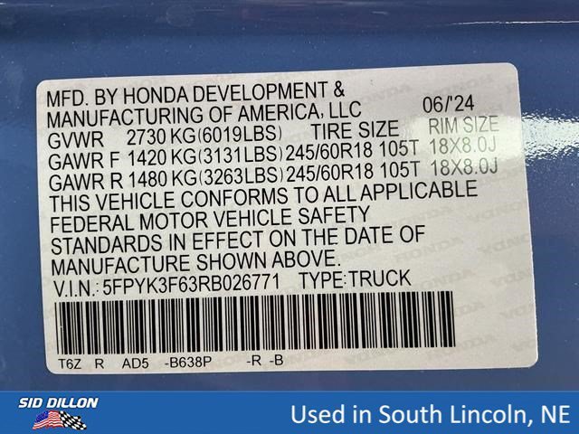 Used 2024 Diffused Sky Pearl Honda TrailSport image 14