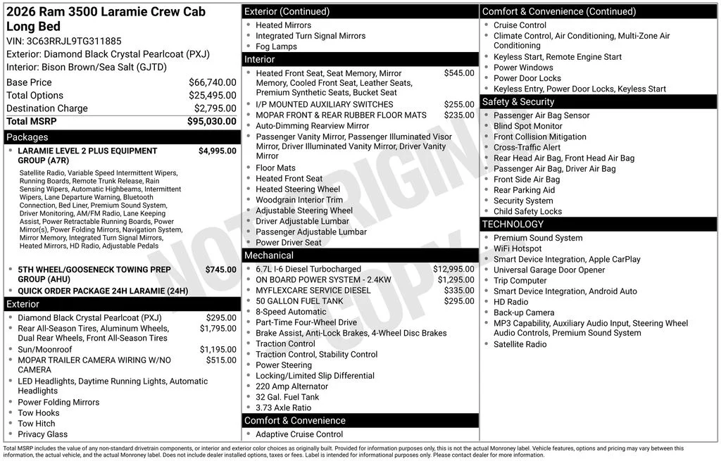 New 2026 Diamond Black Crystal Pearl-Coat Exterior Paint RAM Laramie image 6