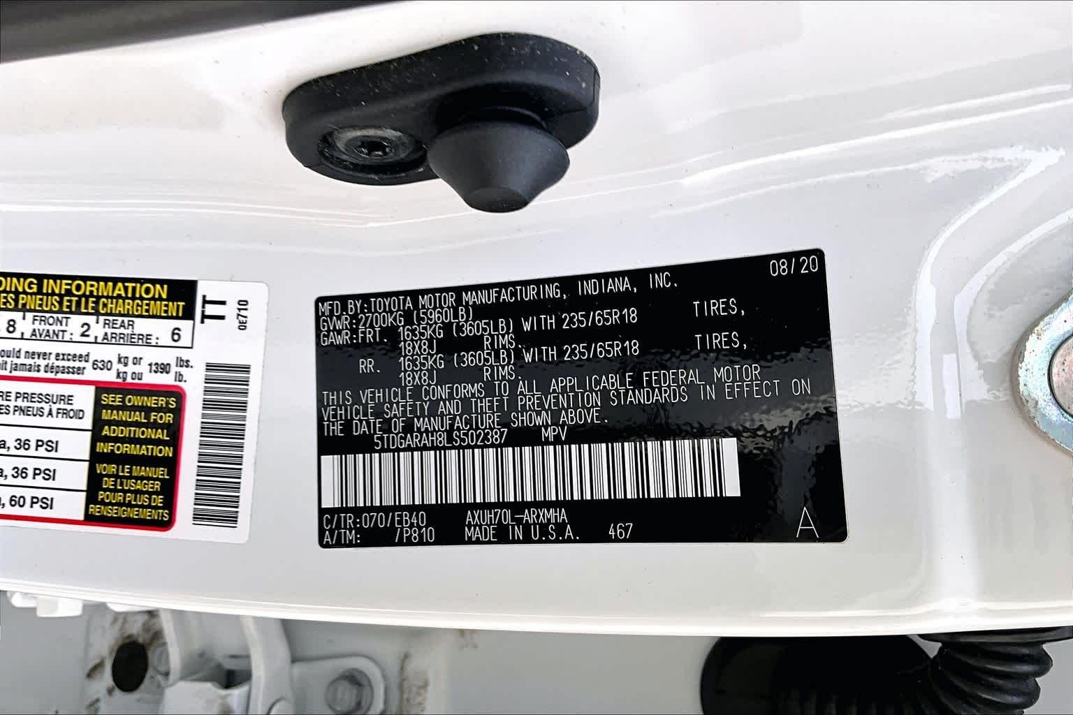 Used 2020 Blizzard Pearl Toyota Hybrid XLE image 36