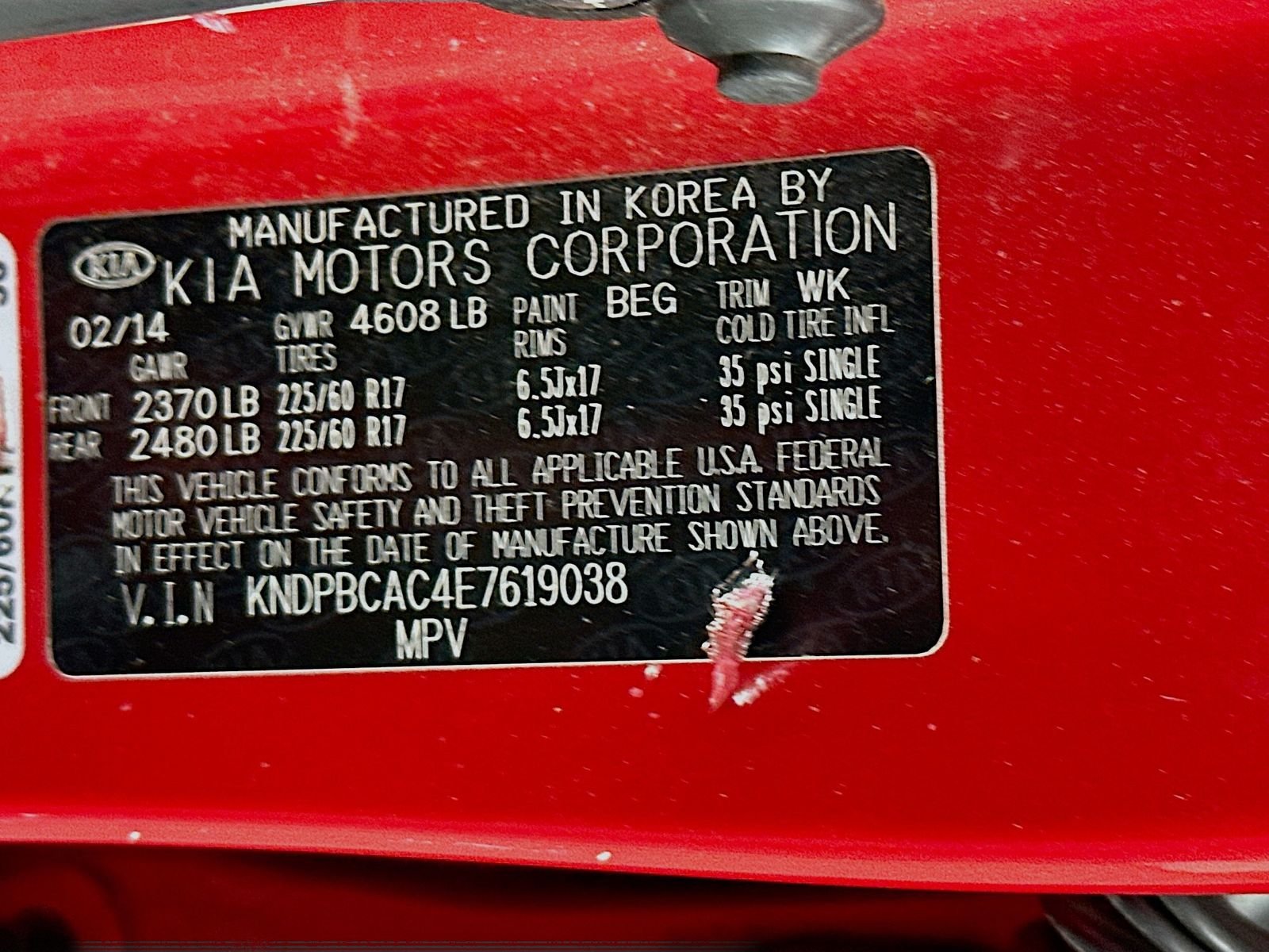 Used 2014 Signal Red Kia LX image 30