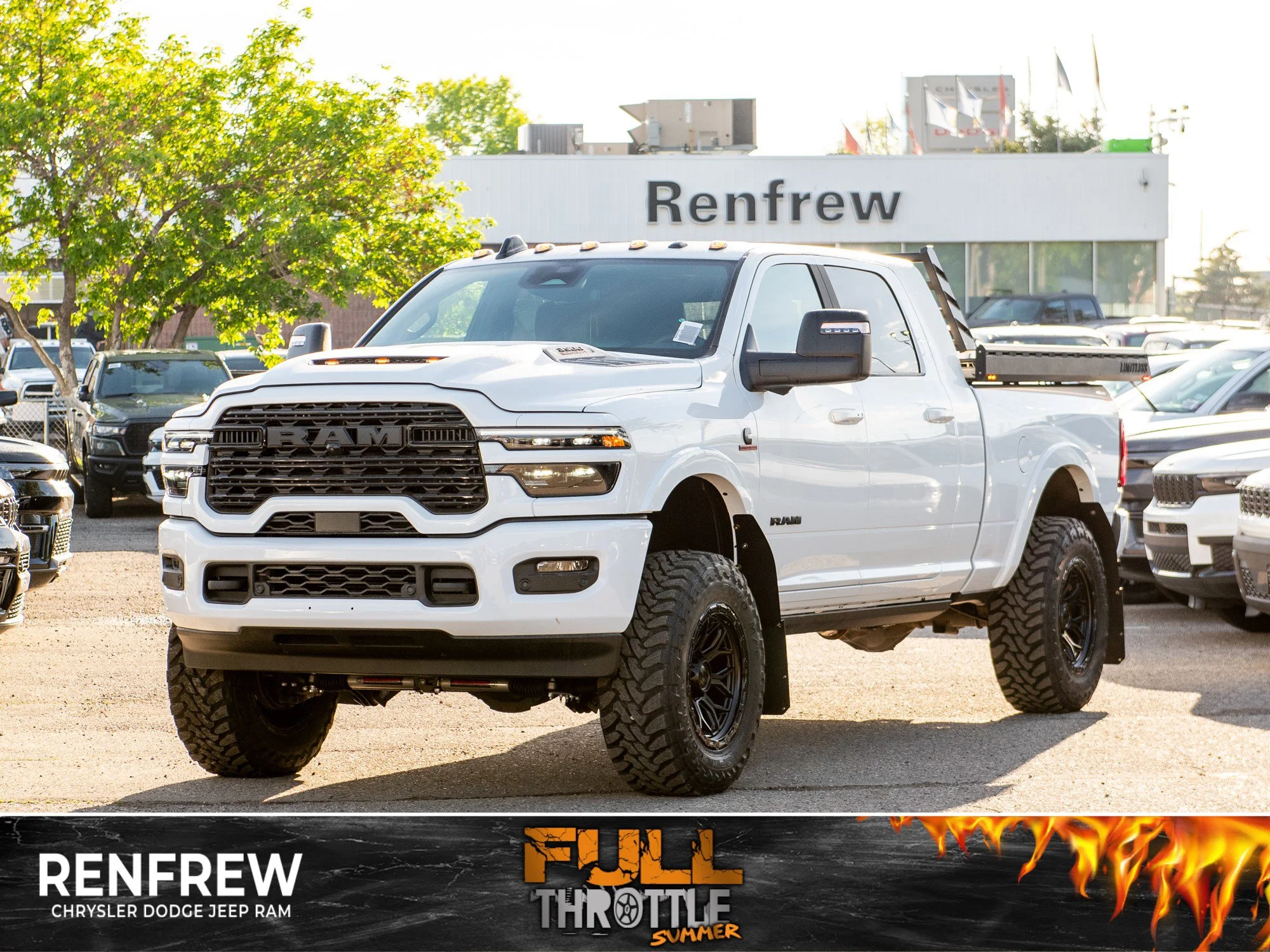 New 2026 White RAM Limited* Mega Cab, 37 Inch Tires, 5 Inch Lift, Limitless Sled Deck image 1