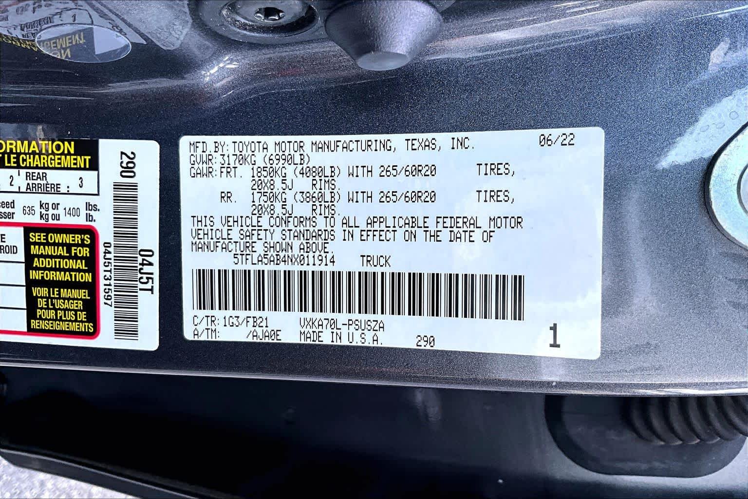 Used 2022 Magnetic Gray Metallic Toyota SR5 image 34
