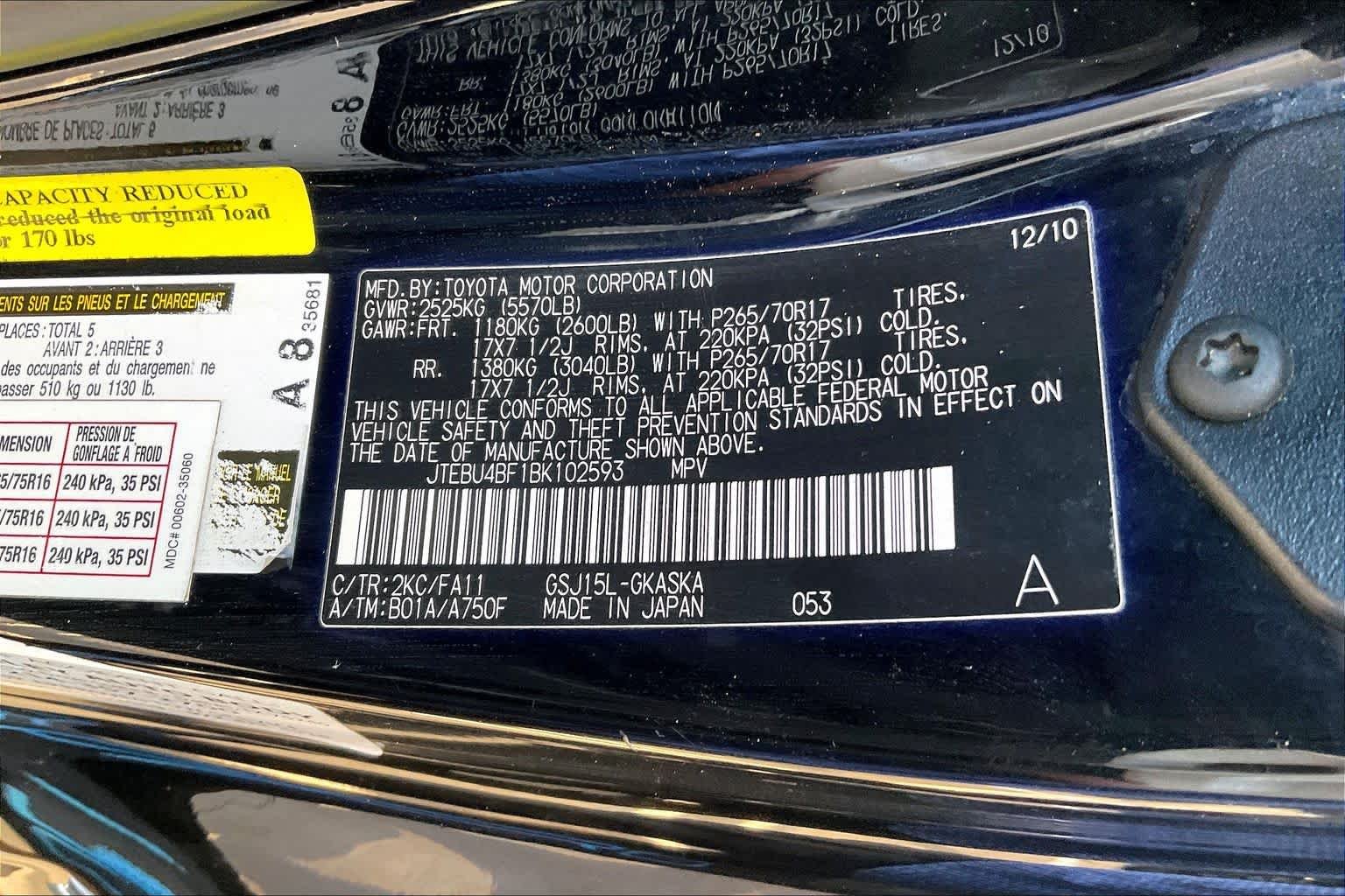 Used 2011 Cavalry Blue Toyota  image 30