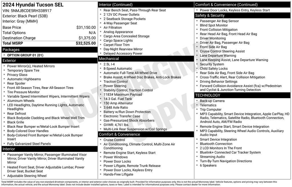 Used 2024 Black Pearl Hyundai SEL image 35