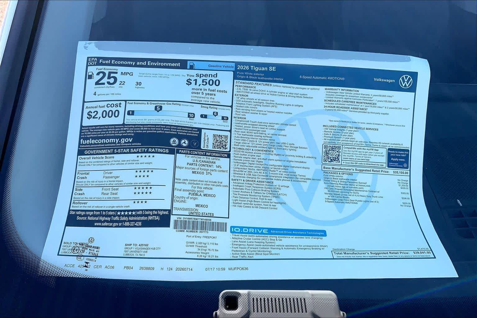 New 2026 Pure White Volkswagen SE image 22
