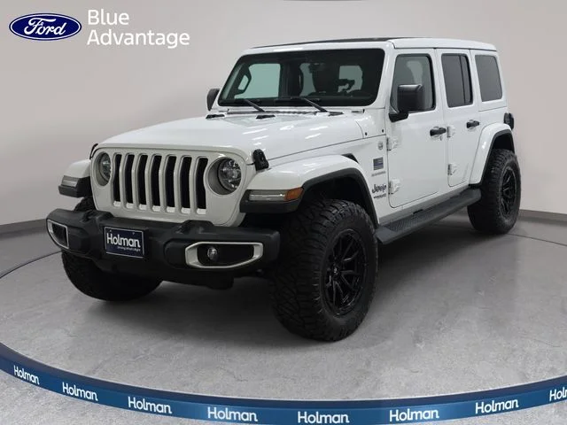 Certified Used 2020 Bright White Clearcoat Jeep Unlimited Sahara image 1