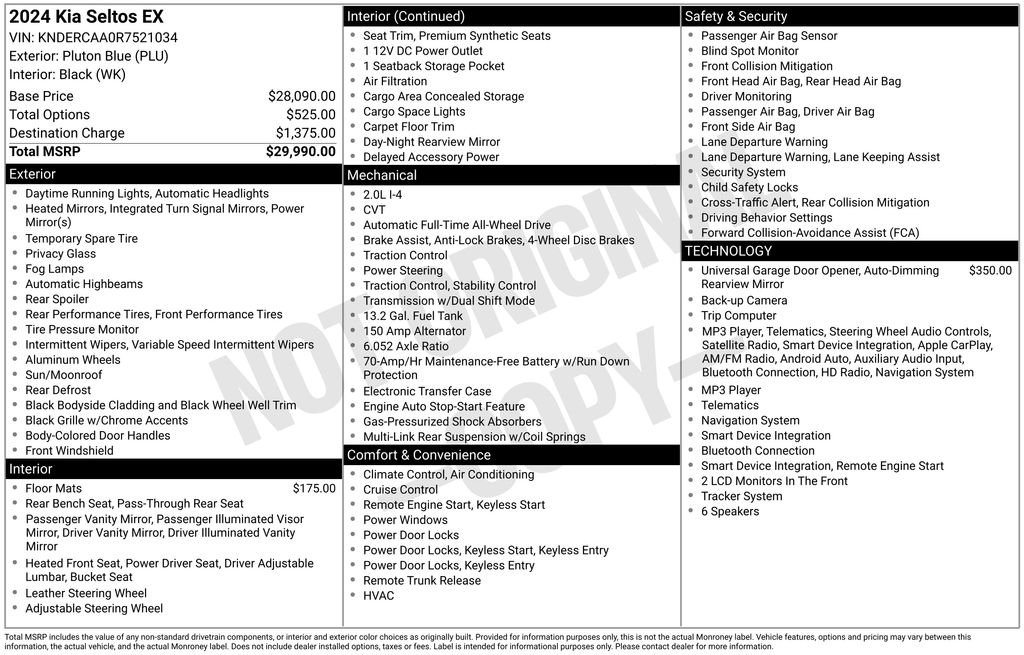 Certified Used 2024 Blue Kia EX image 2