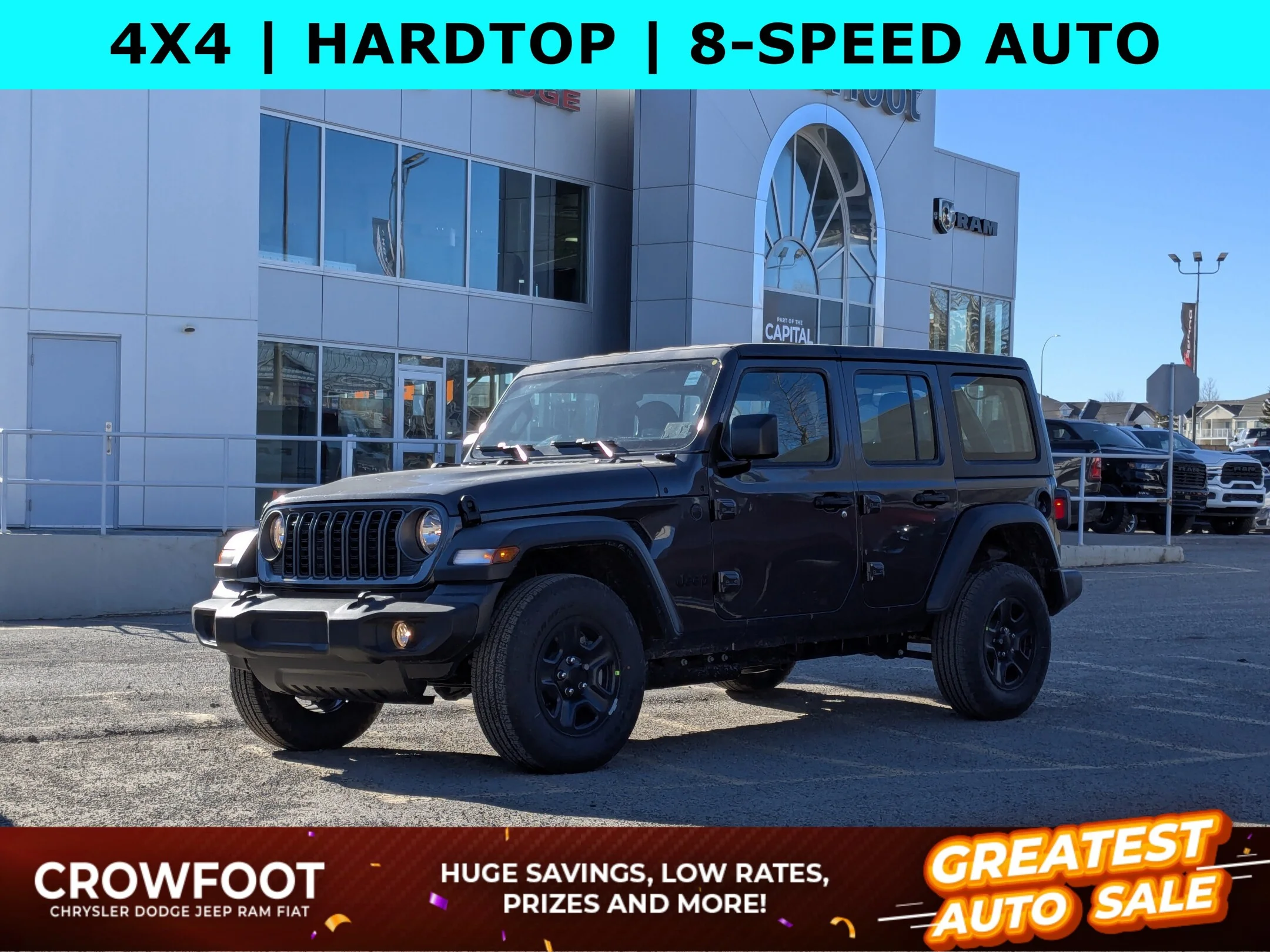 New 2026 Grey Jeep Sport - - Black Freedom Hardtop - 8-Spd Auto - 12.3 Uconnect 5 - Dana M200 Rear Axle & More! image 1